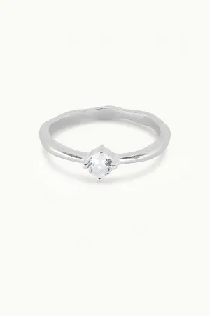 April Topaz Silver Birthstone Ring