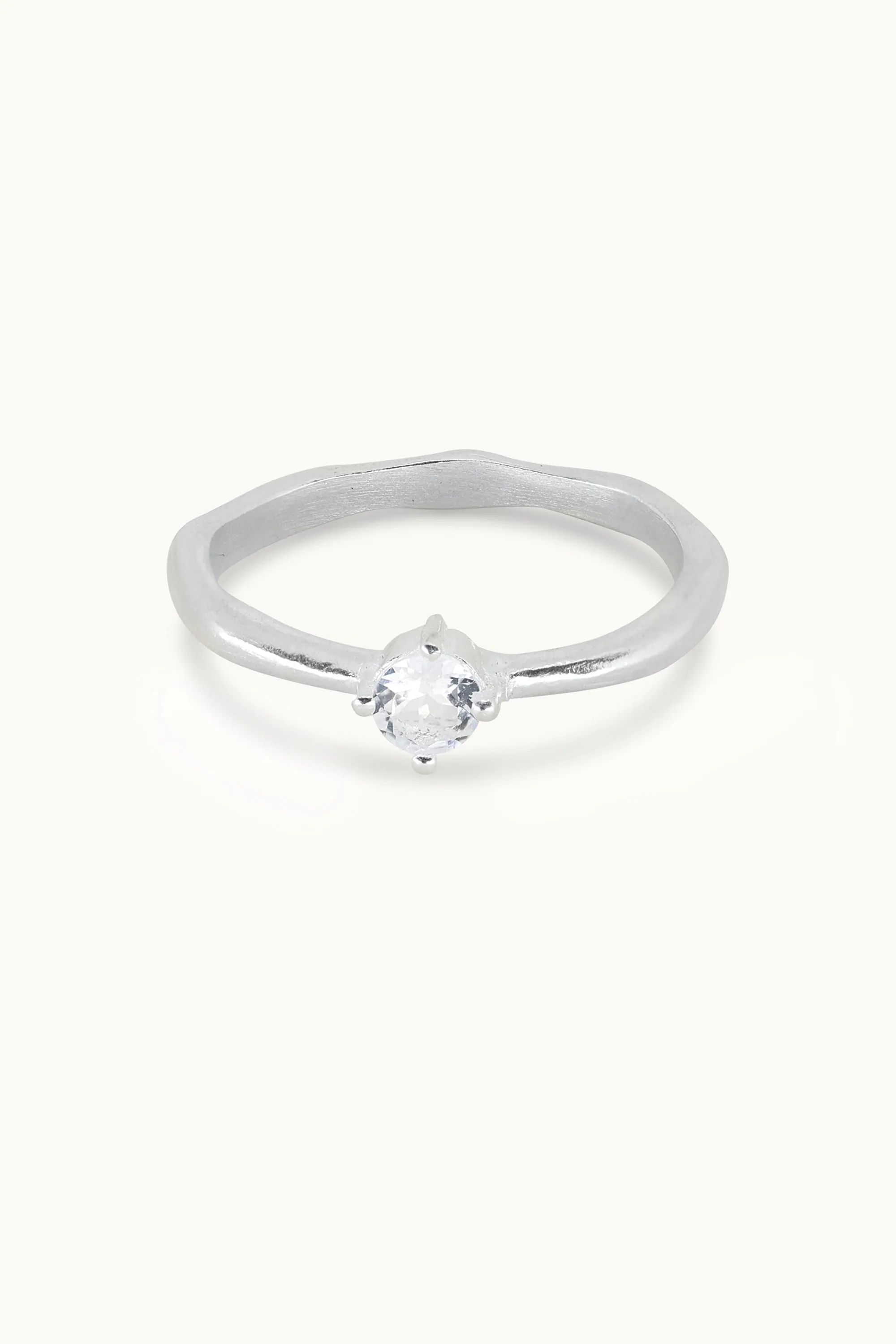April Topaz Silver Birthstone Ring