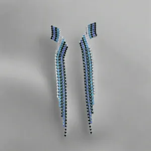 Arc Blue Tassel Earrings