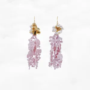 Asymmetrical Pink Lace Earrings