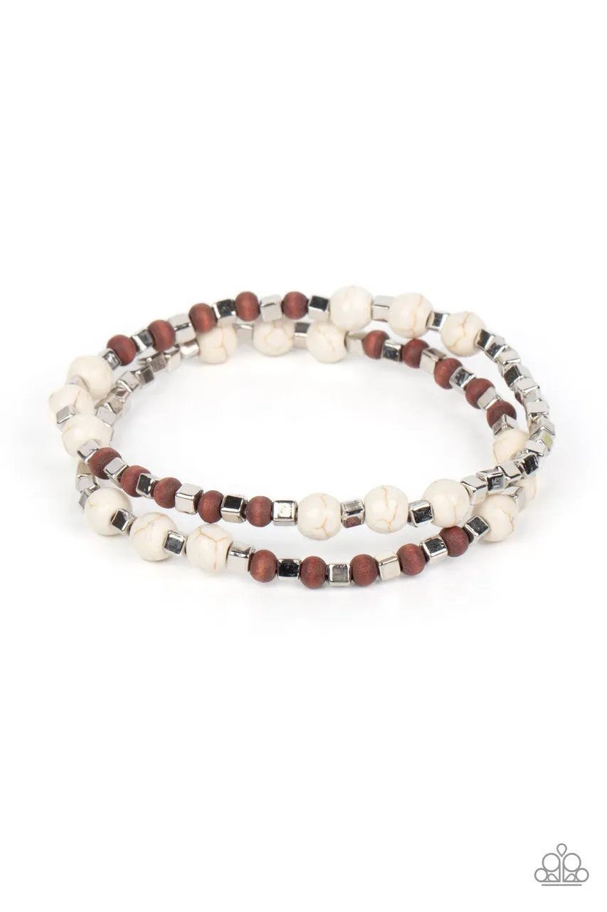 Backcountry Beauty White Paparazzi Bracelet