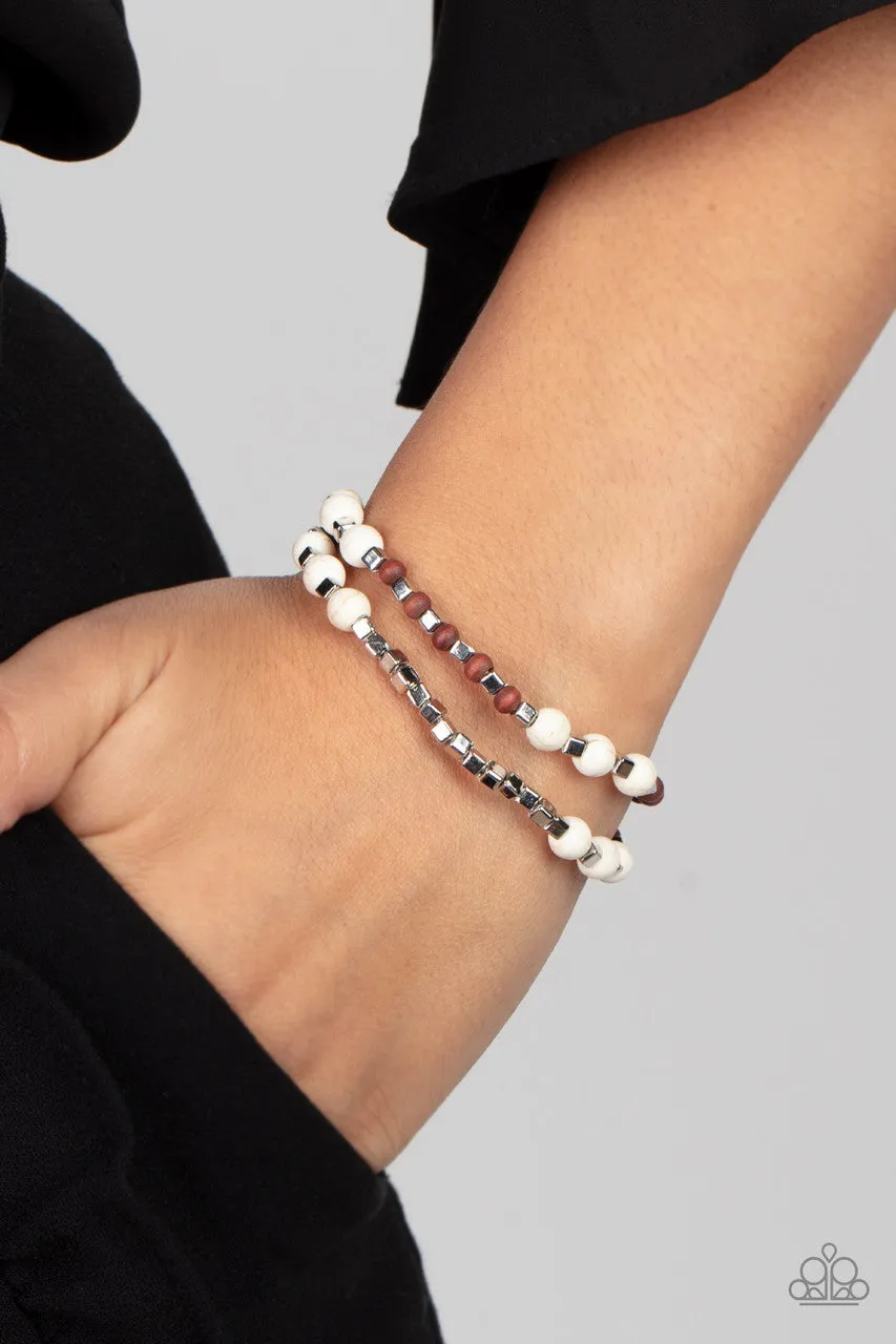 Backcountry Beauty White Paparazzi Bracelet