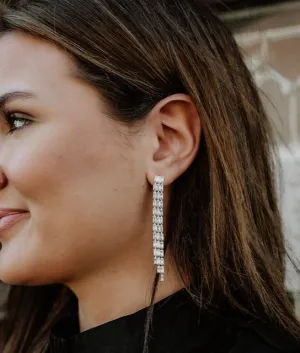 Baguette 3 Strand Earrings