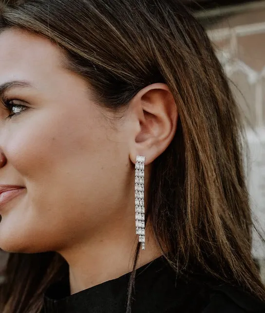 Baguette 3 Strand Earrings