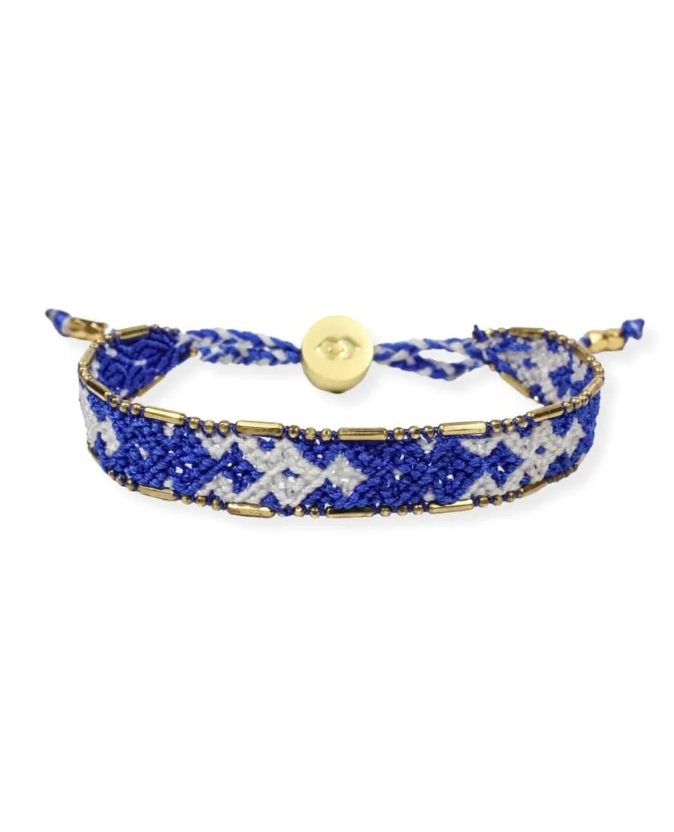 Bali Friendship Bracelet - Royal Blue and White