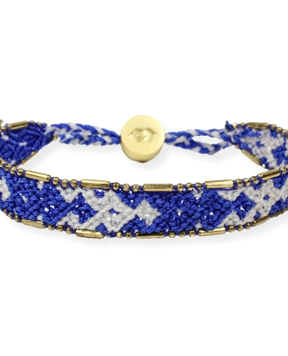 Bali Friendship Bracelet - Royal Blue and White