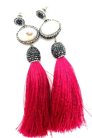 Baroque Pearl 925 Sterling Silver Tassel Earrings