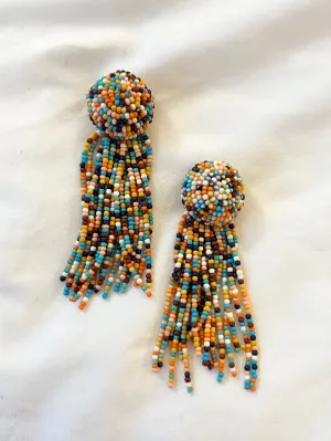 Bead Dome Tassel Earrings