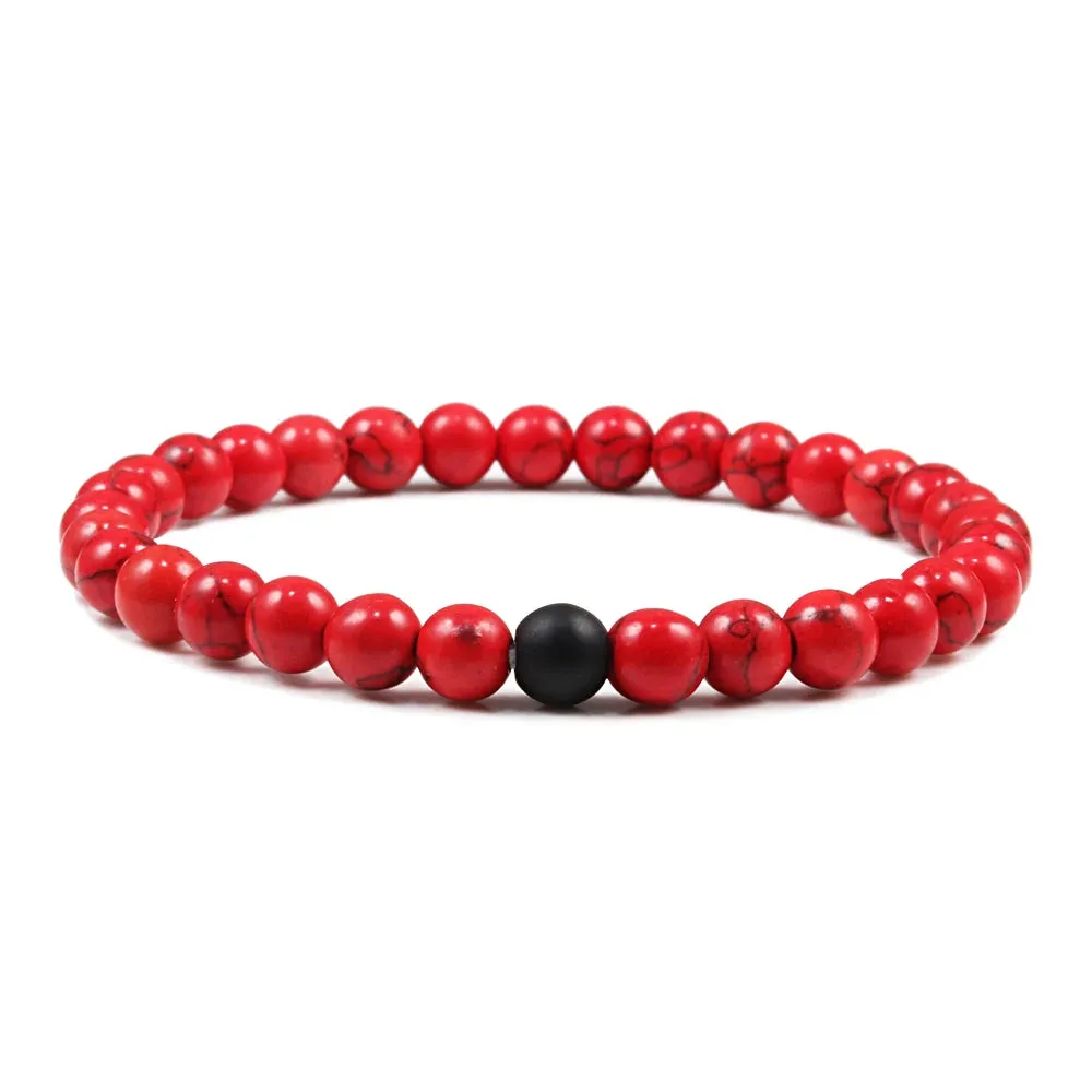 Beaded Bracelets Bangles Set Natural Lava Stone Couples Distance Energy Elastic Rope Men Women Best Friend Jewelry Gift