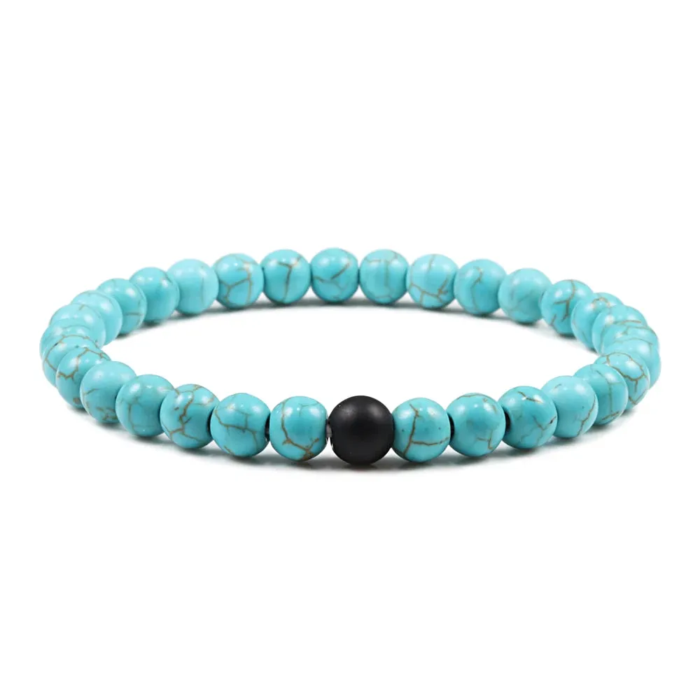 Beaded Bracelets Bangles Set Natural Lava Stone Couples Distance Energy Elastic Rope Men Women Best Friend Jewelry Gift