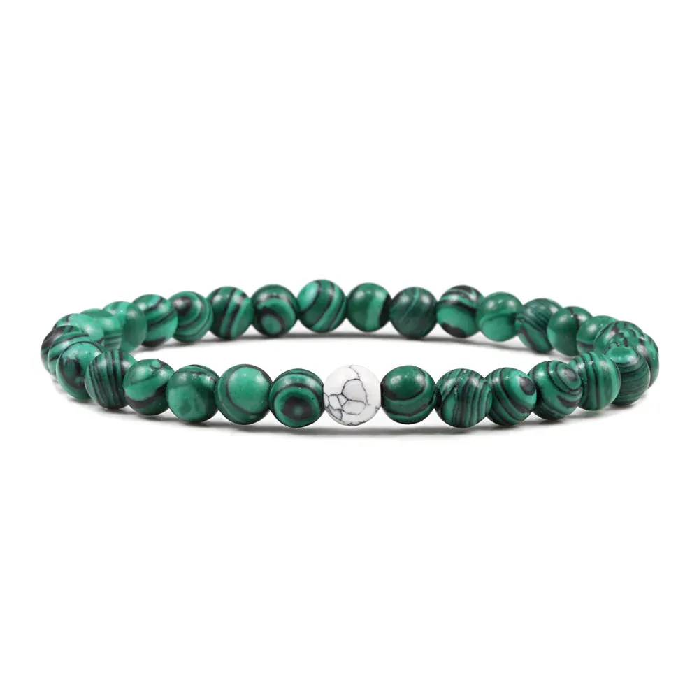 Beaded Bracelets Bangles Set Natural Lava Stone Couples Distance Energy Elastic Rope Men Women Best Friend Jewelry Gift