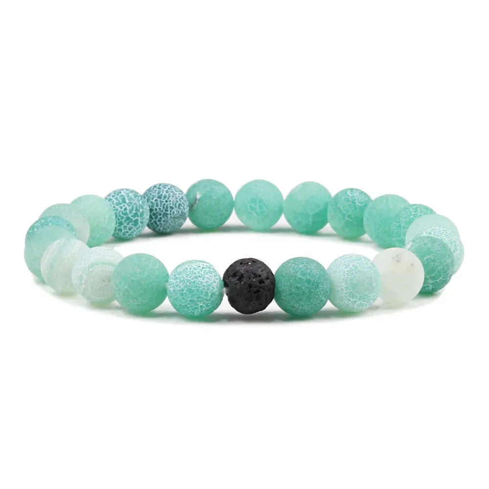 Beaded Bracelets Bangles Set Natural Lava Stone Couples Distance Energy Elastic Rope Men Women Best Friend Jewelry Gift