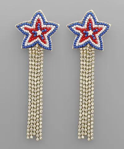 Beaded Star And Tassel Earrings