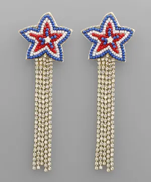 Beaded Star And Tassel Earrings