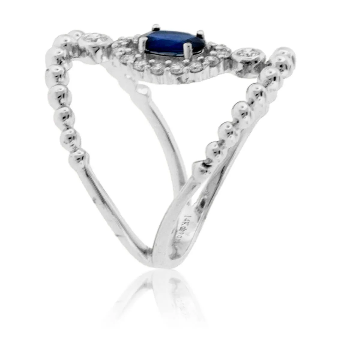 Beaded Style Blue Sapphire & Diamond Ring