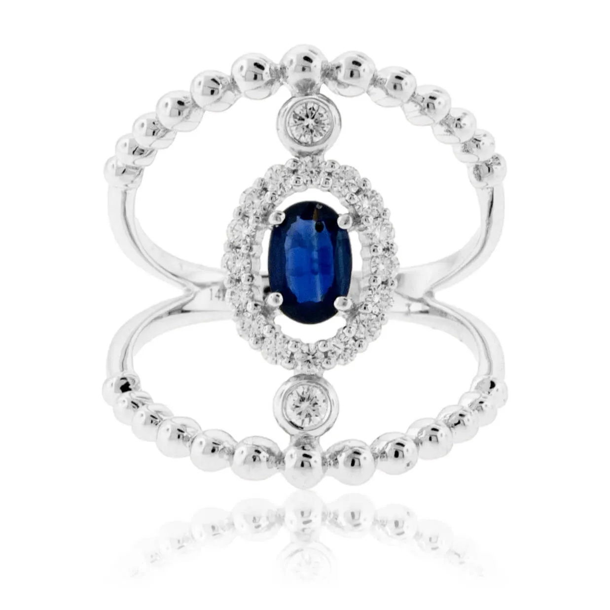 Beaded Style Blue Sapphire & Diamond Ring