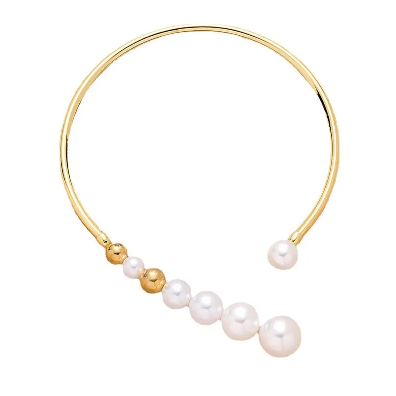 Big White Pearls Necklace For Women Gold Wedding Jewelry Gifts