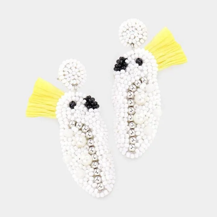 Bird Seed Bead Dangle Earrings