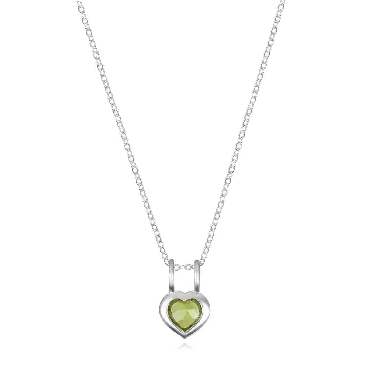 Birthstone Heart Necklace - August Peridot