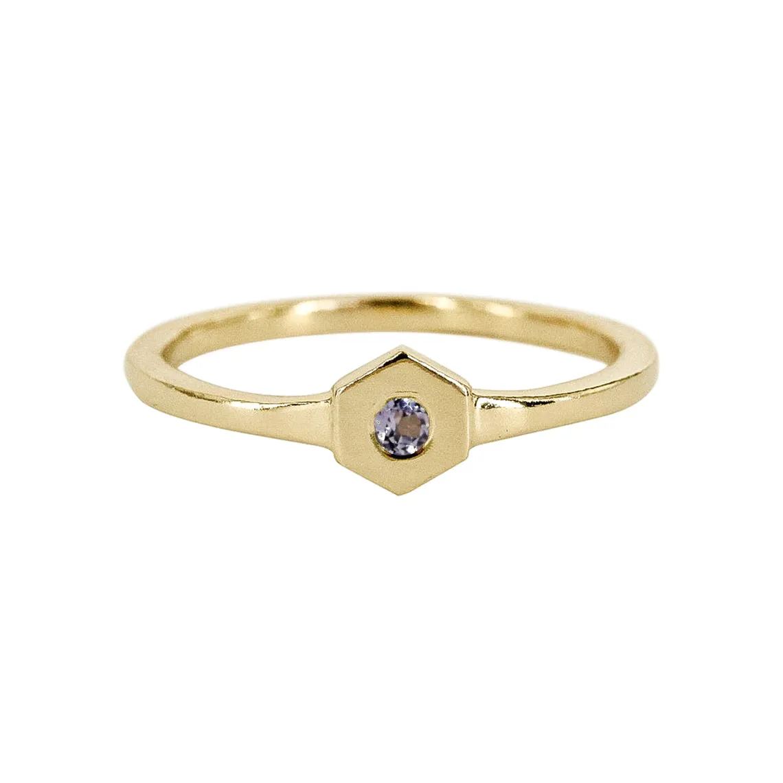 Birthstone Hexagon Ring - Tanzanite - December