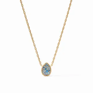 Birthstone Teardrop Delicate Necklace - Blue Topaz - December
