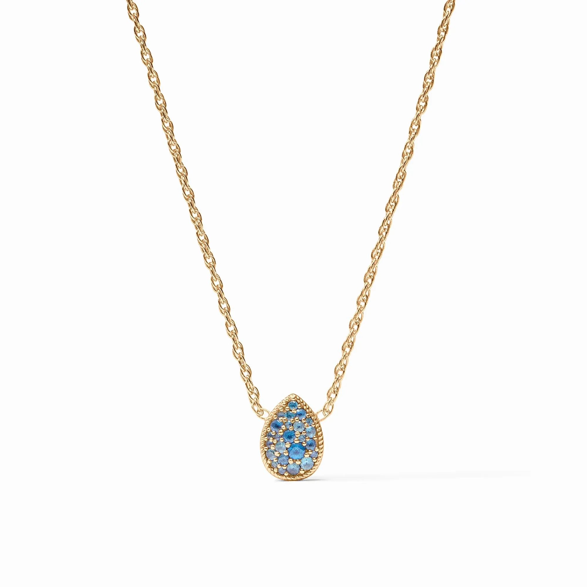 Birthstone Teardrop Delicate Necklace - Blue Topaz - December