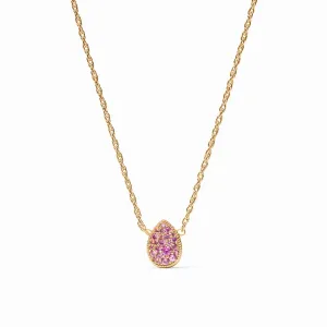 Birthstone Teardrop Delicate Necklace - Pink Tourmaline - October