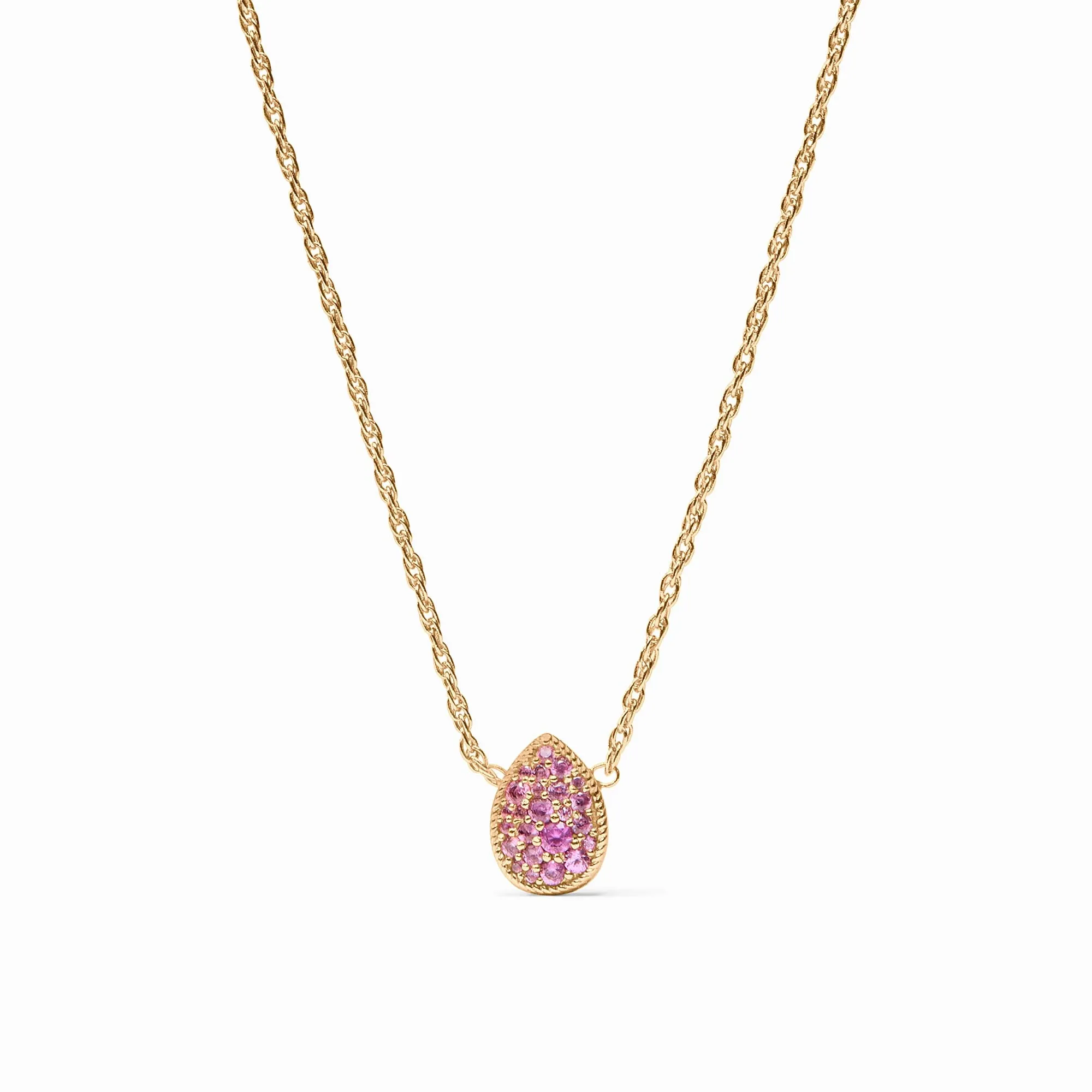 Birthstone Teardrop Delicate Necklace - Pink Tourmaline - October