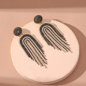 Black Acrylic & Cubic Zirconia 18K Gold-Plated Tassel Drop Earrings