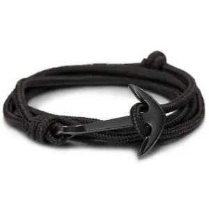 Black Anchor Bracelet Men's Charm Survival Rope Leather Chain Friendship Bracelet Men's Jewelry
