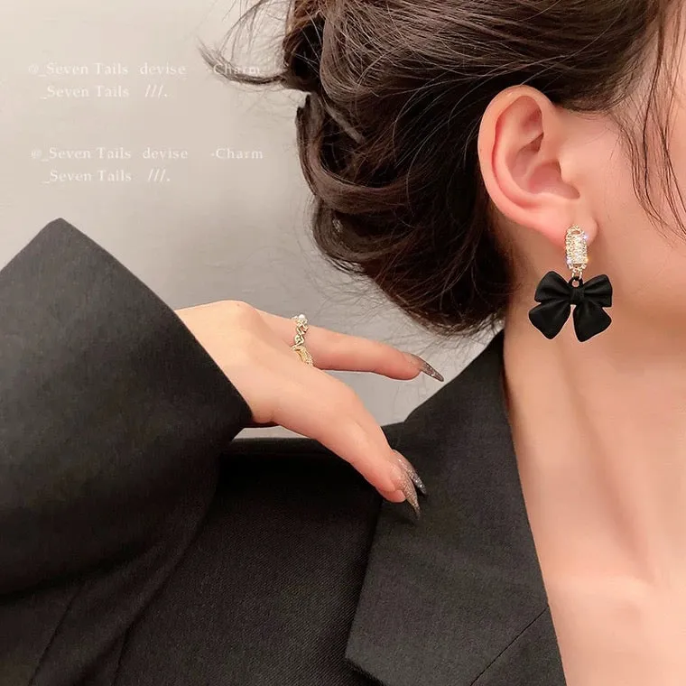 Black Bow Earrings