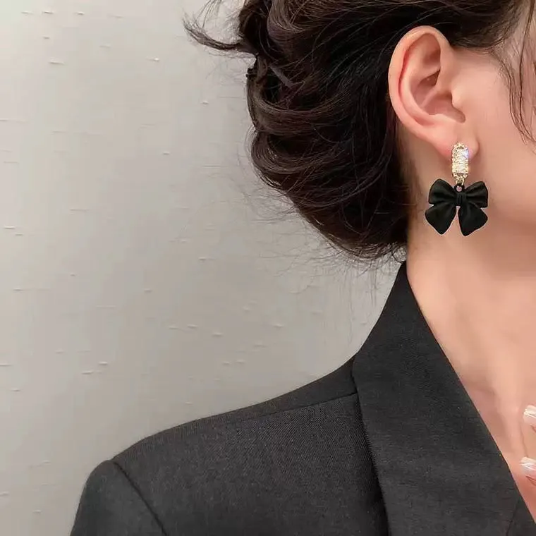 Black Bow Earrings