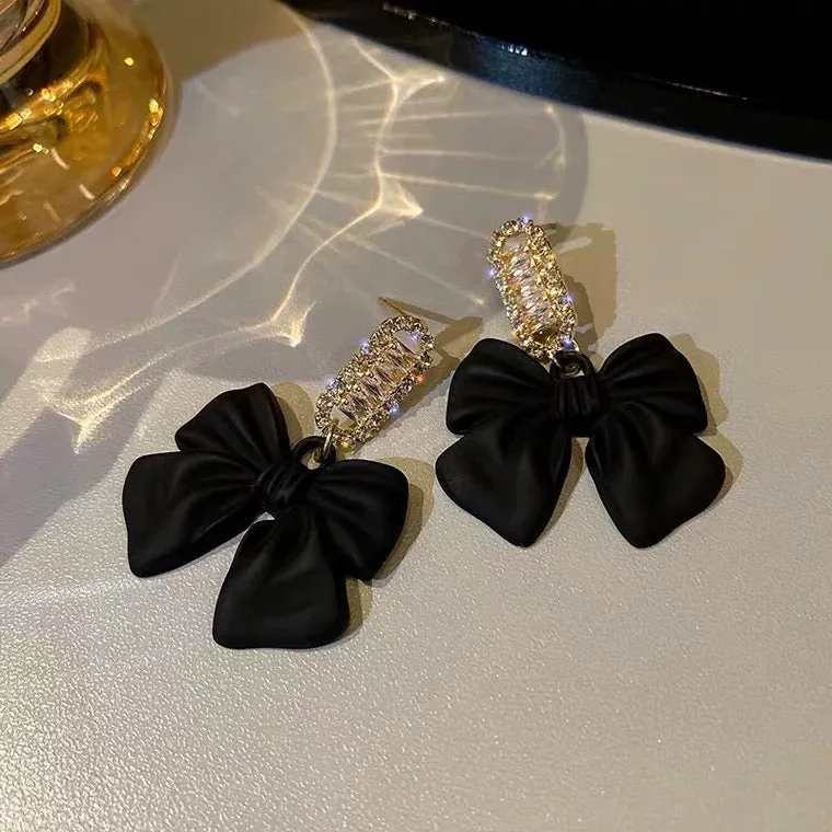 Black Bow Earrings