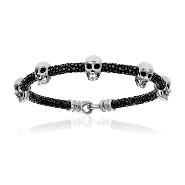 Black Multi Skull Stingray with Silver