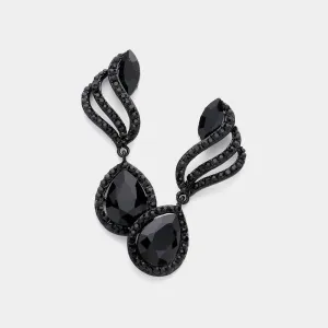 Black Multi Stone Dangle Earrings  | Black Multi Stone Drop Earrings |  633974