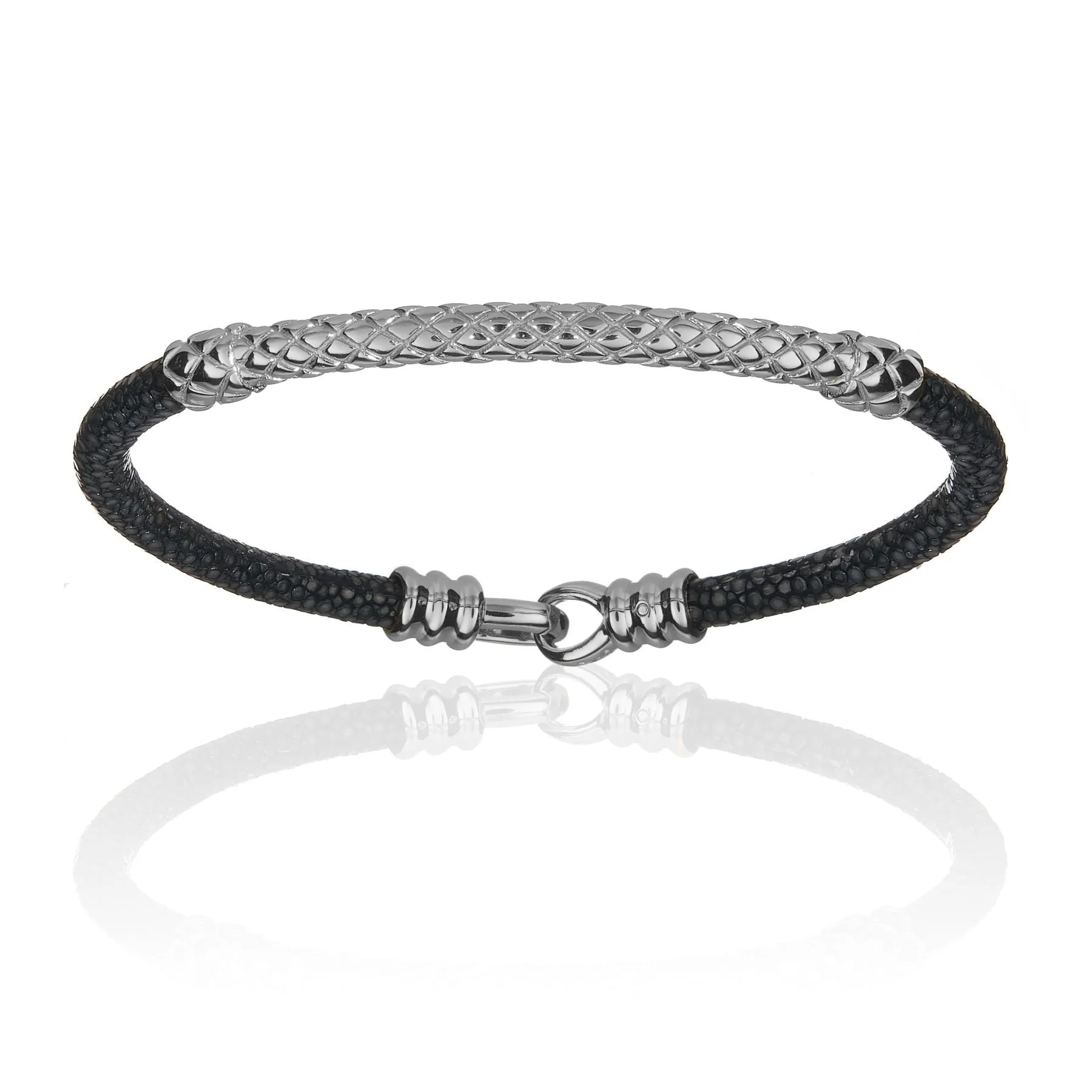 Black Stingray Bracelet With Silver