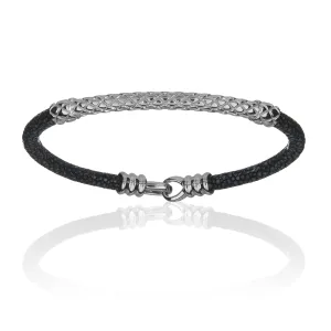 Black Stingray Bracelet With Silver