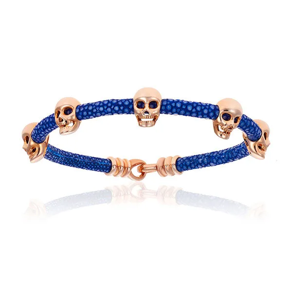 Blue Multi Skull Stingray with Pink Gold
