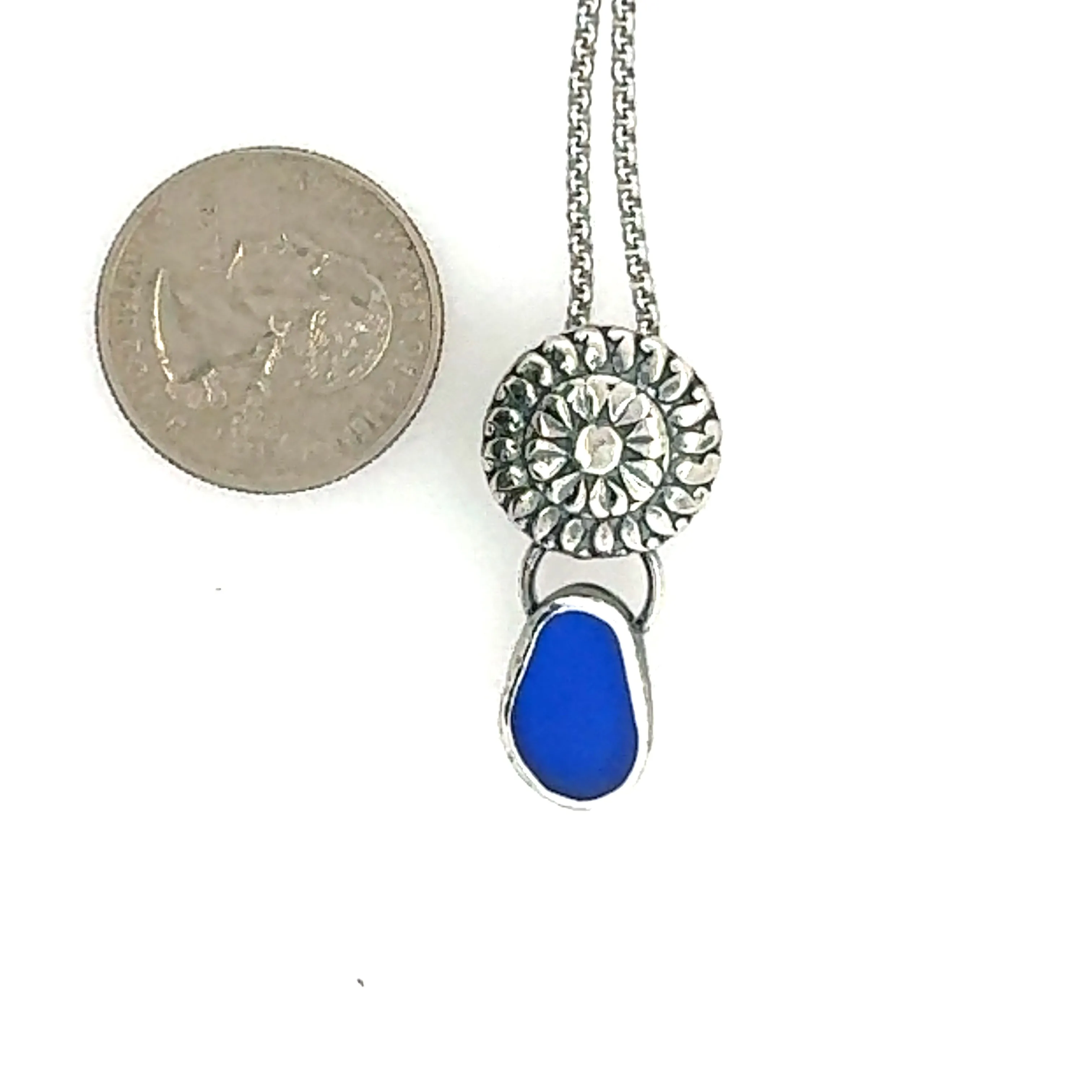 Blue Sea Glass Necklace