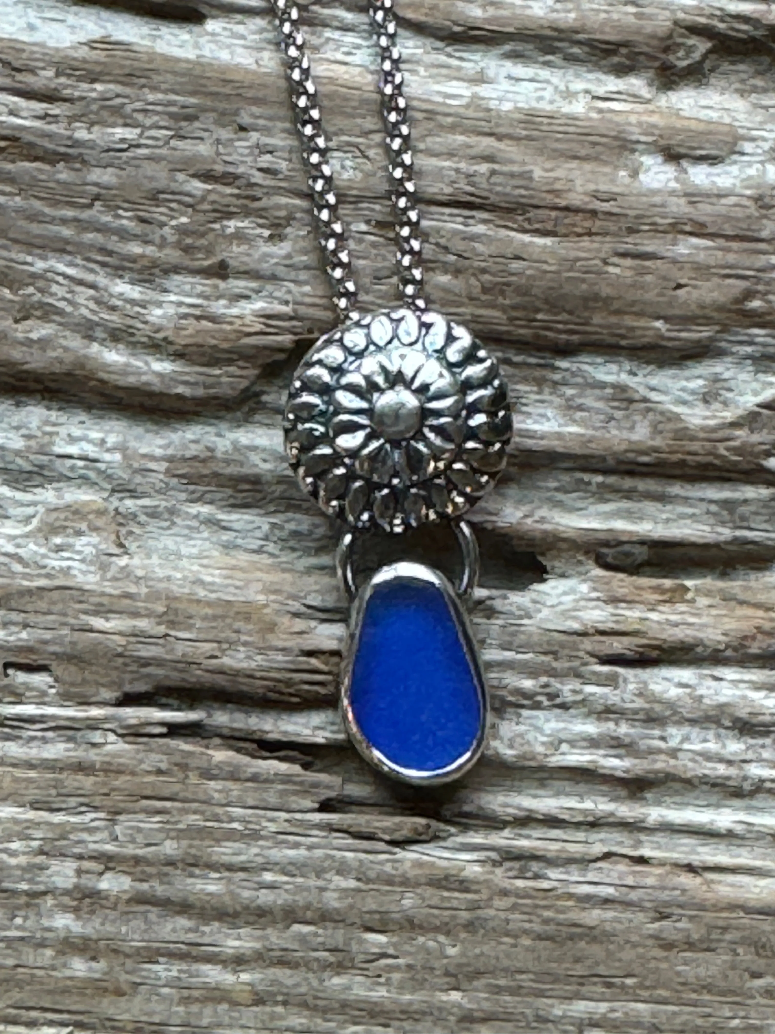 Blue Sea Glass Necklace