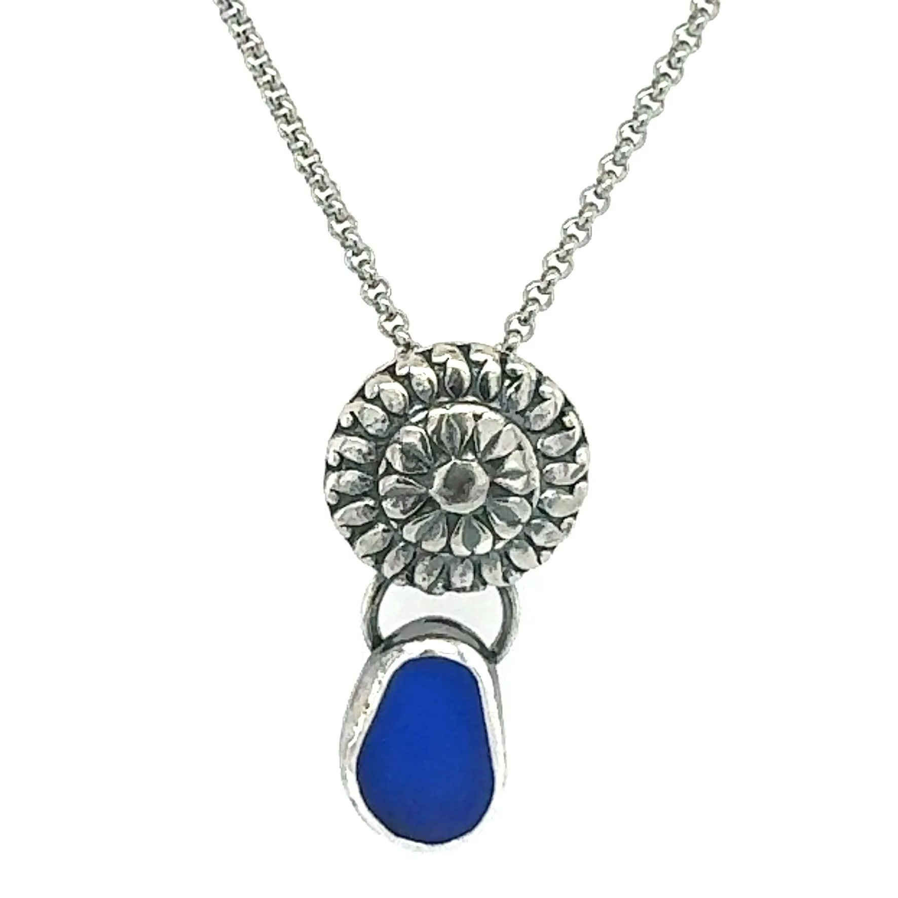 Blue Sea Glass Necklace