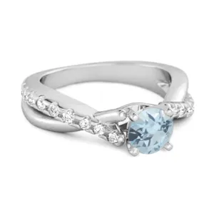 Blue Topaz Accents 925 Sterling Silver Twisting Vine Shank Ring