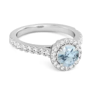 Blue Topaz Birthstone 925 Sterling Silver Solitaire Accents Ring