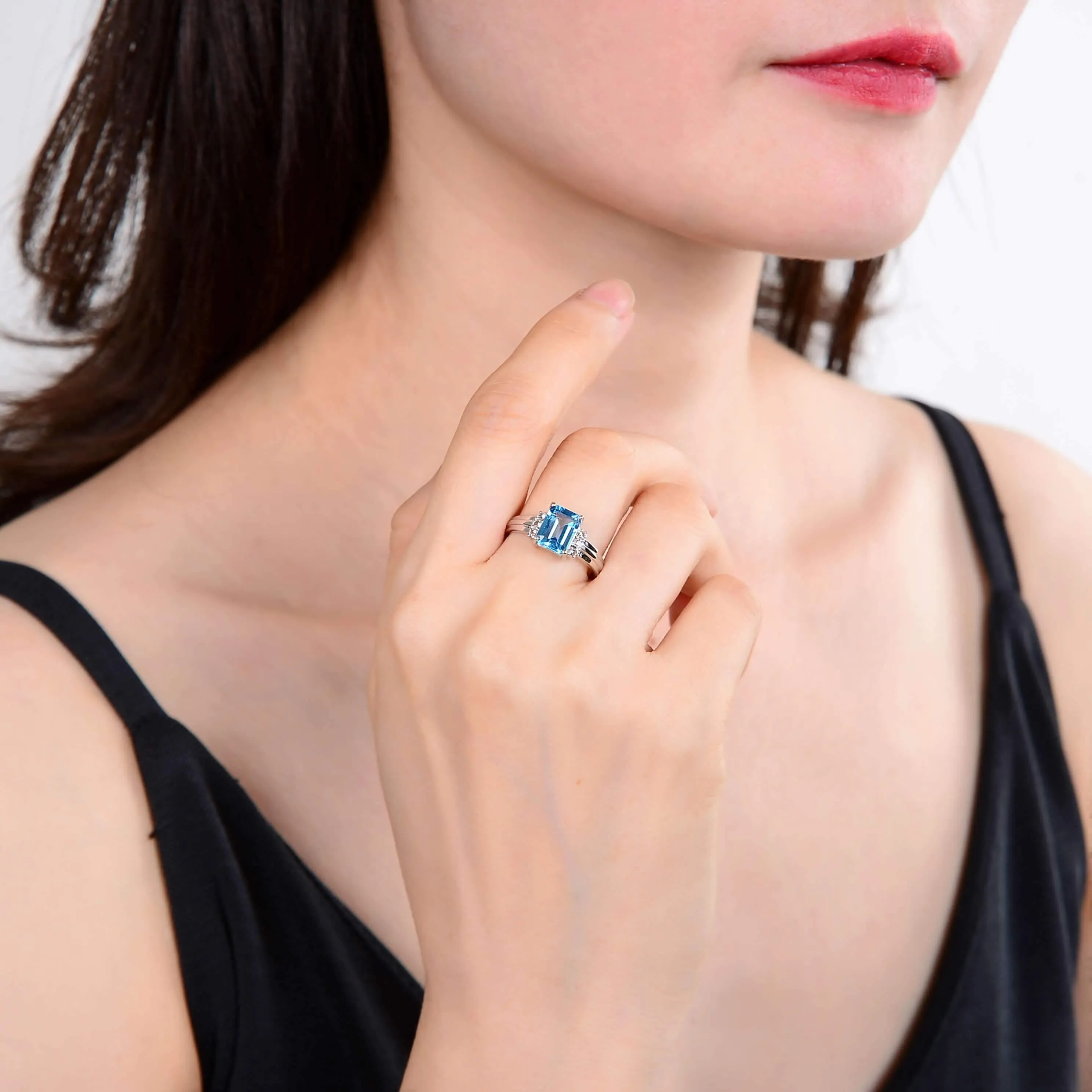 Blue Topaz Emerald Cut Ring