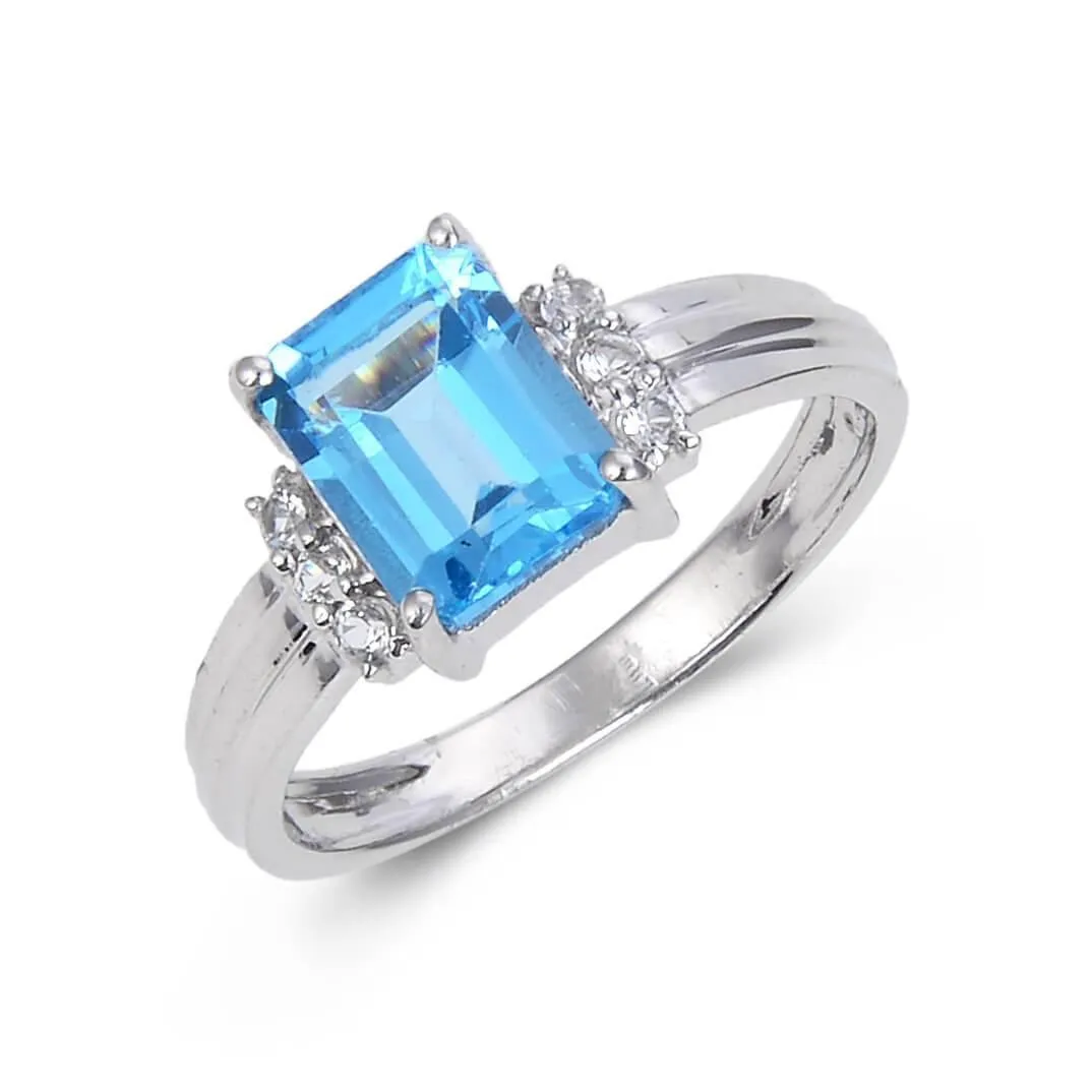 Blue Topaz Emerald Cut Ring