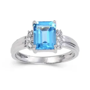 Blue Topaz Emerald Cut Ring