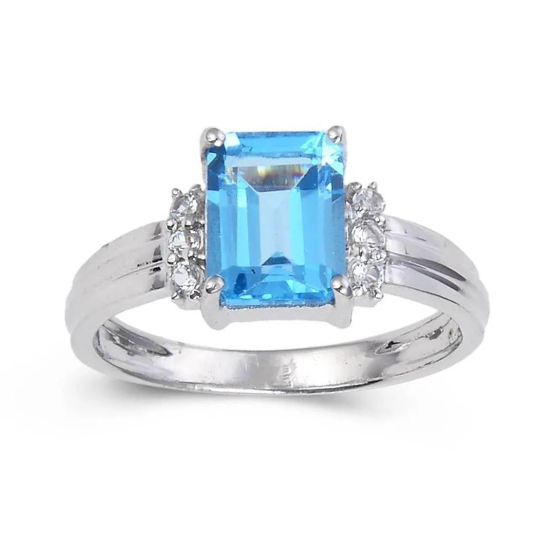 Blue Topaz Emerald Cut Ring