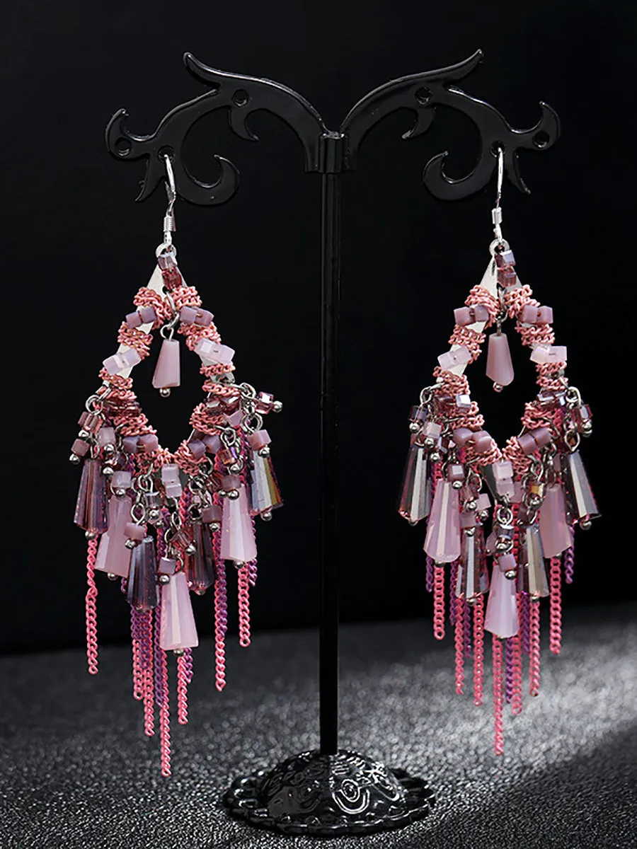 Bohemia Women S925Silver Tassel Pandent Earrings