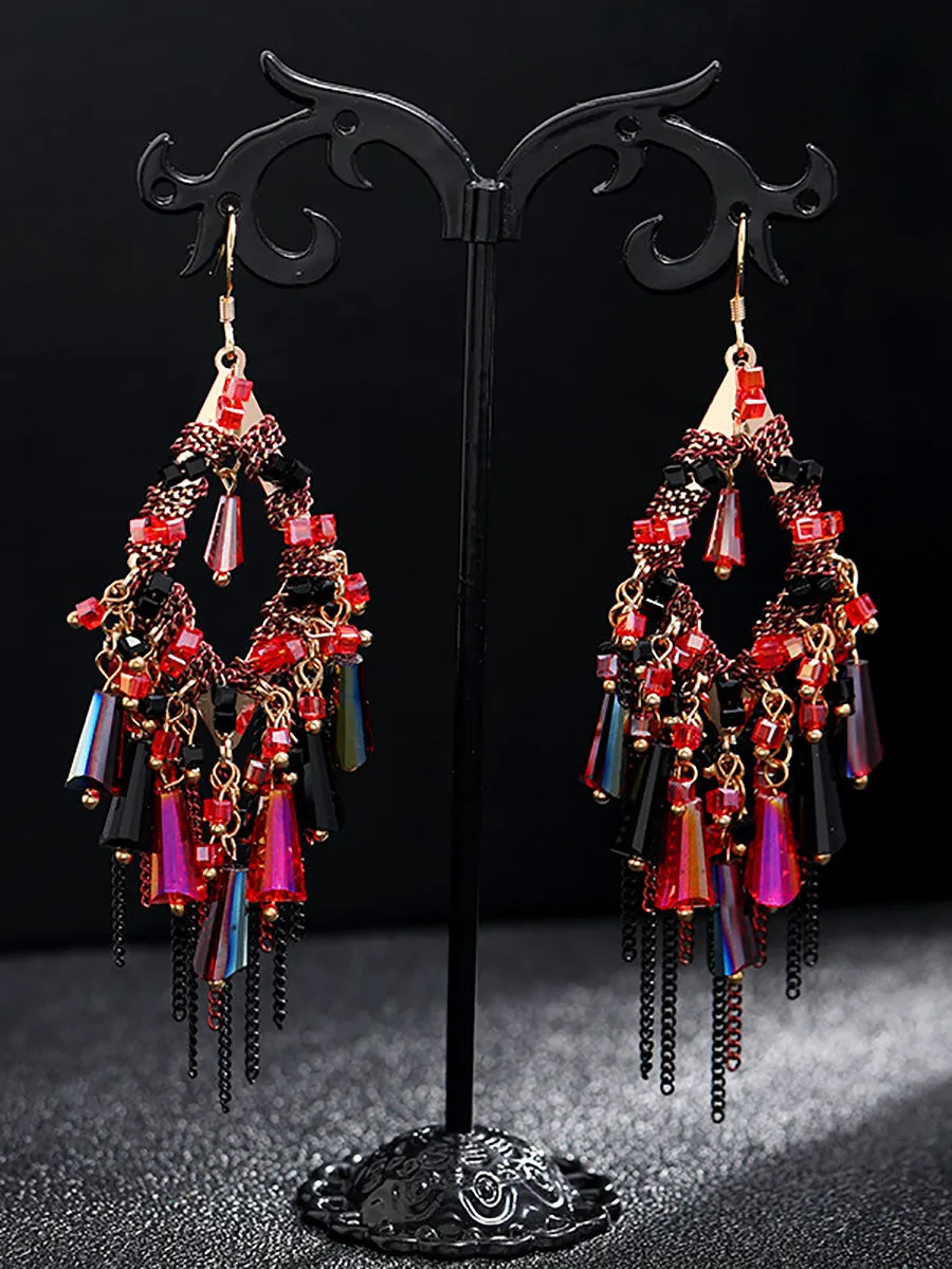 Bohemia Women S925Silver Tassel Pandent Earrings