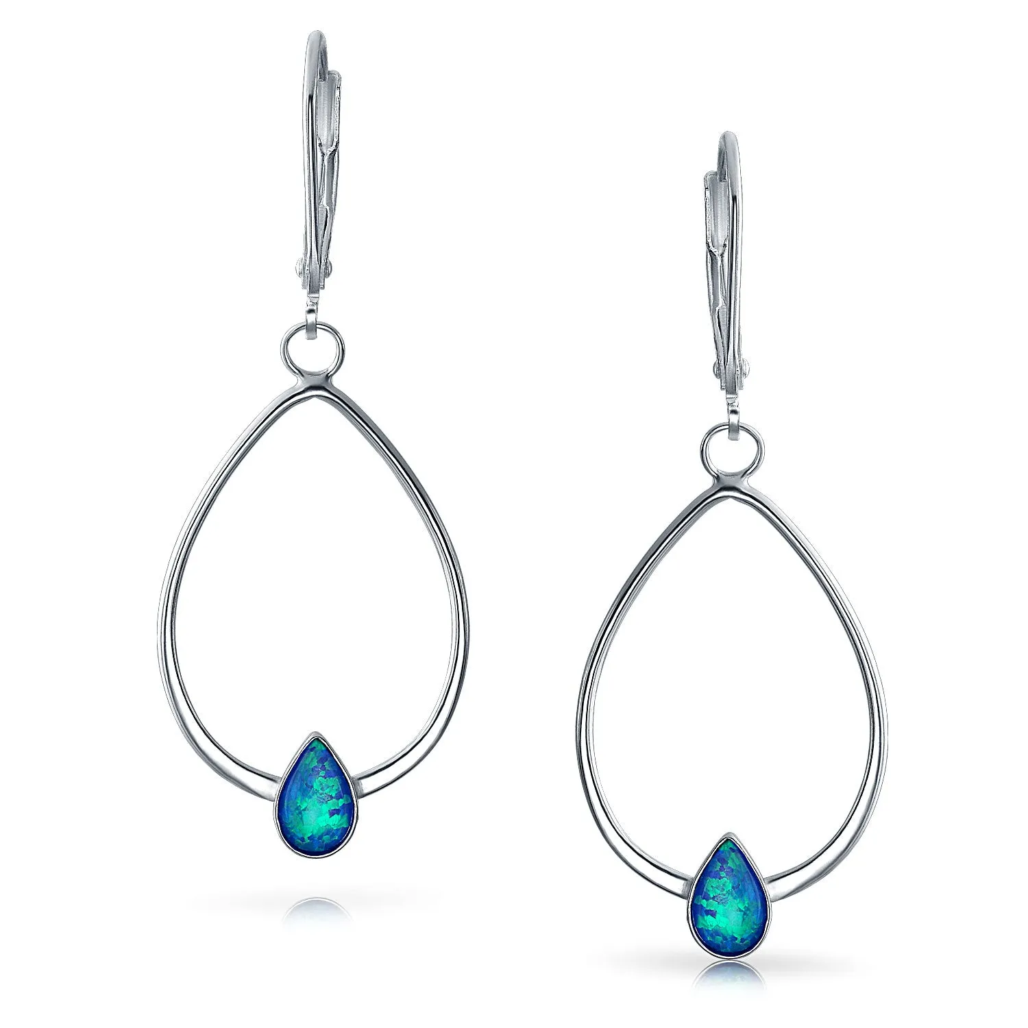 Boho Geometric Dangle Gemstone Earrings Abalone Rainbow Accents Sterling Silver